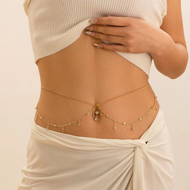 Women's Personalized Zircon Navel Stud Body Chains