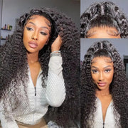 40 Inch 250 Density Curly 13x6 HD Lace Frontal Wigs Human Hair Brazilian Deep Wave Transparent Lace Front Wig 100% Human Hair 30