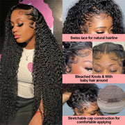 40 Inch 250 Density Curly 13x6 HD Lace Frontal Wigs Human Hair Brazilian Deep Wave Transparent Lace Front Wig 100% Human Hair 30