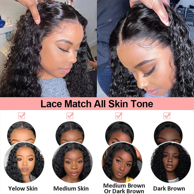 40 Inch 250 Density Curly 13x6 HD Lace Frontal Wigs Human Hair Brazilian Deep Wave Transparent Lace Front Wig 100% Human Hair 30