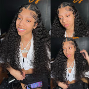 40 Inch 250 Density Curly 13x6 HD Lace Frontal Wigs Human Hair Brazilian Deep Wave Transparent Lace Front Wig 100% Human Hair 30