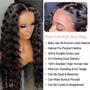 40 Inch 250 Density Curly 13x6 HD Lace Frontal Wigs Human Hair Brazilian Deep Wave Transparent Lace Front Wig 100% Human Hair 30