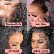 40 Inch 250 Density Curly 13x6 HD Lace Frontal Wigs Human Hair Brazilian Deep Wave Transparent Lace Front Wig 100% Human Hair 30