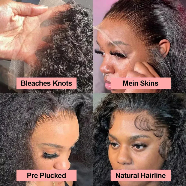 40 Inch 250 Density Curly 13x6 HD Lace Frontal Wigs Human Hair Brazilian Deep Wave Transparent Lace Front Wig 100% Human Hair 30