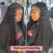 40 Inch 250 Density Curly 13x6 HD Lace Frontal Wigs Human Hair Brazilian Deep Wave Transparent Lace Front Wig 100% Human Hair 30