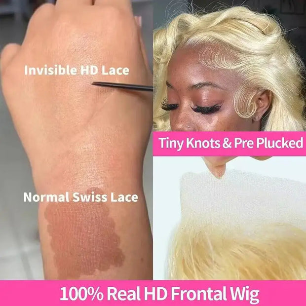 13x6 613 Blonde HD Lace Front Human Hair Wigs Brazilian Straight Human Hair Wigs For Women Transparent 13x6 Lace Frontal Wigs