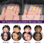 200 Density Body Wave 13x4 HD Transparent Lace Front 100% Human Hair Wig Black 13x6 Lace Frontal Wigs 32 34 36 Inches Preplucked