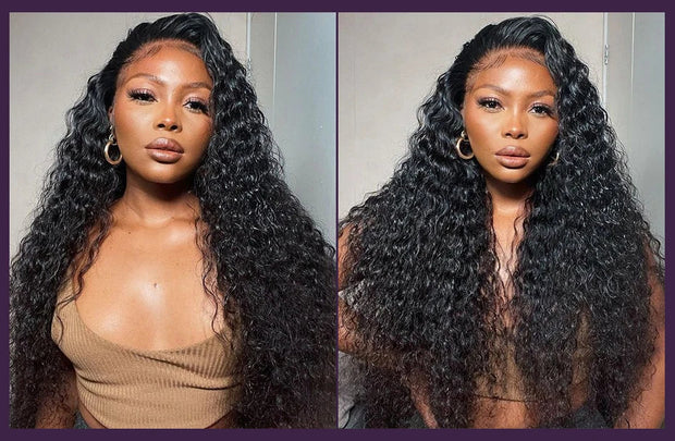 300% Density 40 46 Inch Deep Wave 13x6 HD Lace Front Human Hair Wig Loose Water Curly 13x4 Lace Frontal Wig Human Hair For Women