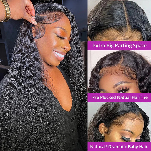 300% Density 40 46 Inch Deep Wave 13x6 HD Lace Front Human Hair Wig Loose Water Curly 13x4 Lace Frontal Wig Human Hair For Women