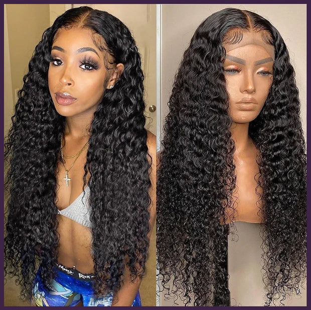 300% Density 40 46 Inch Deep Wave 13x6 HD Lace Front Human Hair Wig Loose Water Curly 13x4 Lace Frontal Wig Human Hair For Women