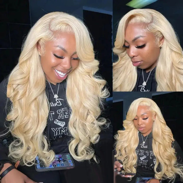 613 Blonde Lace Front Human Hair Wigs Indian Body Wave 13x6 HD Lace Frontal Human Hair Wigs Transparent Lace Wigs for Women