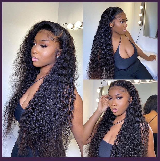 300% Density 40 46 Inch Deep Wave 13x6 HD Lace Front Human Hair Wig Loose Water Curly 13x4 Lace Frontal Wig Human Hair For Women