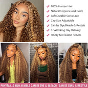 40 Inch Highlight Ombre Deep Wave Glueless Wig Human Hair Ready To Wear Brazilian Colored 13x4 Curly Lace Frontal Wigs For Women