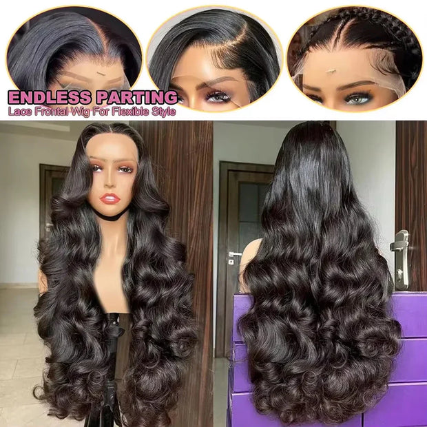250 Density Body Wave 13x6 HD Lace Frontal Human Hair Wig 30 36 Inch HD Transparent 13x4 Lace Front Wigs For Women Pre Plucked