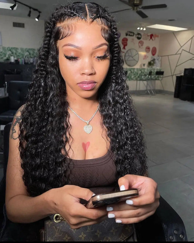 250 300 Density 13x6 HD Lace Frontal Wig Deep Wave Curly Human Hair Wigs For Women Water Wave 13x4 Lace Front Human Hair Wig 200