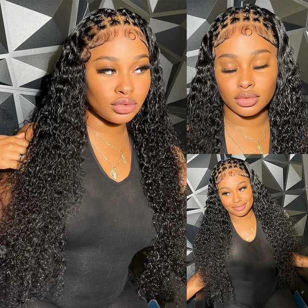 40 Inch 250 Density Curly 13x6 HD Lace Frontal Wigs Human Hair Brazilian Deep Wave Transparent Lace Front Wig 100% Human Hair 30