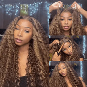 40 Inch Highlight Ombre Deep Wave Glueless Wig Human Hair Ready To Wear Brazilian Colored 13x4 Curly Lace Frontal Wigs For Women