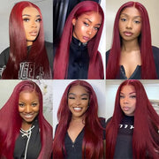 13x6 Lace 99j Red Burgundy Colored HD Lace Frontal Human Hair Wigs 13x6 Lace Front Human Hair Wigs Trendy Color Human Hair Wigs