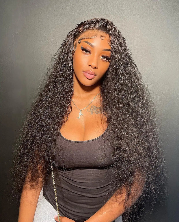 250 300 Density 13x6 HD Lace Frontal Wig Deep Wave Curly Human Hair Wigs For Women Water Wave 13x4 Lace Front Human Hair Wig 200