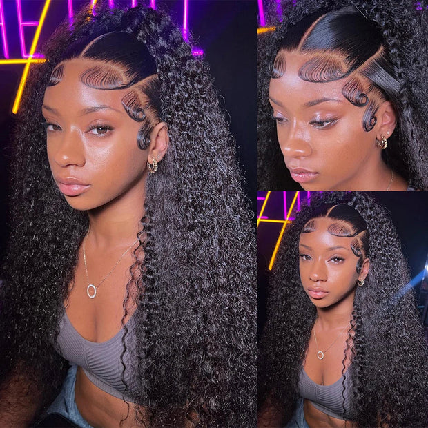 40 Inch 250 Density Curly 13x6 HD Lace Frontal Wigs Human Hair Brazilian Deep Wave Transparent Lace Front Wig 100% Human Hair 30