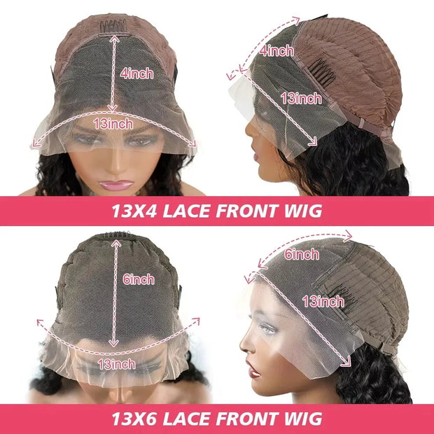250 300 Density 13x6 HD Lace Frontal Wig Deep Wave Curly Human Hair Wigs For Women Water Wave 13x4 Lace Front Human Hair Wig 200