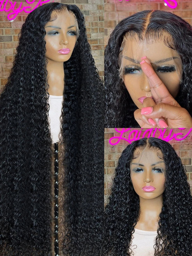 300% Density 40 46 Inch Deep Wave 13x6 HD Lace Front Human Hair Wig Loose Water Curly 13x4 Lace Frontal Wig Human Hair For Women