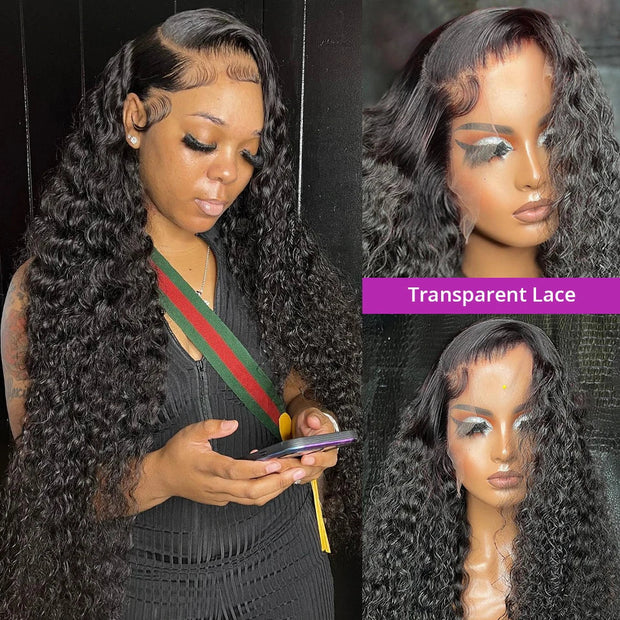 300% Density 40 46 Inch Deep Wave 13x6 HD Lace Front Human Hair Wig Loose Water Curly 13x4 Lace Frontal Wig Human Hair For Women