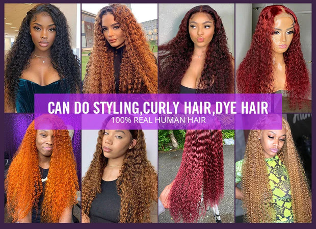300% Density 40 46 Inch Deep Wave 13x6 HD Lace Front Human Hair Wig Loose Water Curly 13x4 Lace Frontal Wig Human Hair For Women