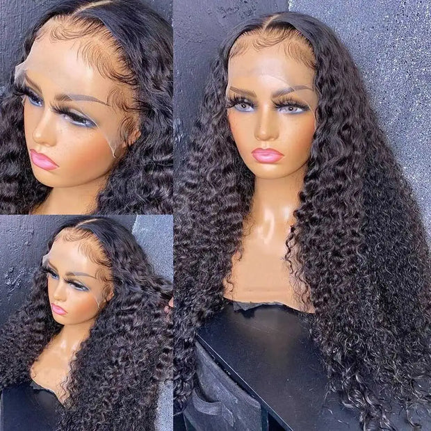 13x6 13x4 Kinky Curly Lace Front Human Hair Wigs Brazilian Deep Wave Frontal Wig For Women 100% Natural Human Hair Wigs On Sale
