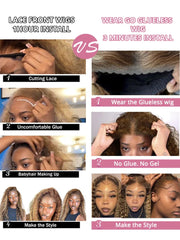 40 Inch Highlight Ombre Deep Wave Glueless Wig Human Hair Ready To Wear Brazilian Colored 13x4 Curly Lace Frontal Wigs For Women