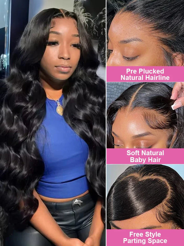 250 Density Body Wave 13x6 HD Lace Frontal Human Hair Wig 30 36 Inch HD Transparent 13x4 Lace Front Wigs For Women Pre Plucked