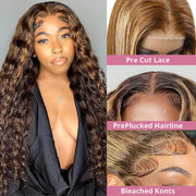 40 Inch Highlight Ombre Deep Wave Glueless Wig Human Hair Ready To Wear Brazilian Colored 13x4 Curly Lace Frontal Wigs For Women