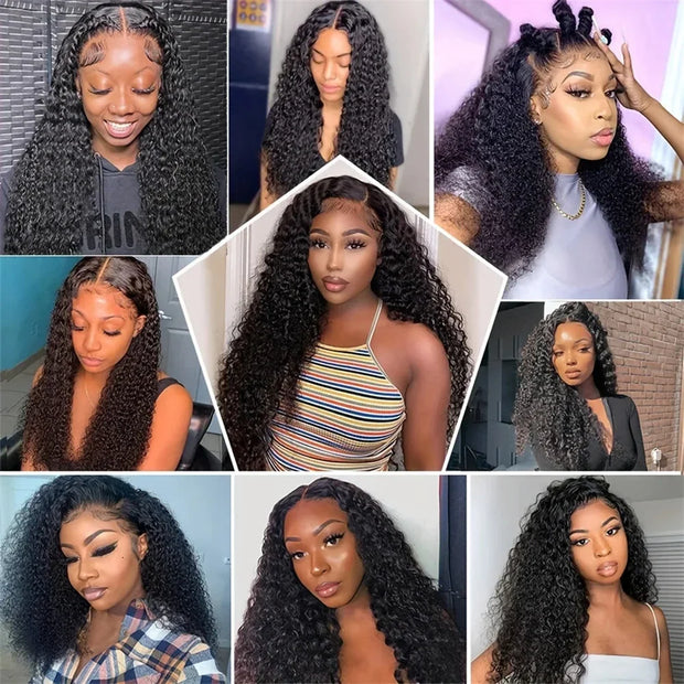 40 Inch 250 Density Curly 13x6 HD Lace Frontal Wigs Human Hair Brazilian Deep Wave Transparent Lace Front Wig 100% Human Hair 30