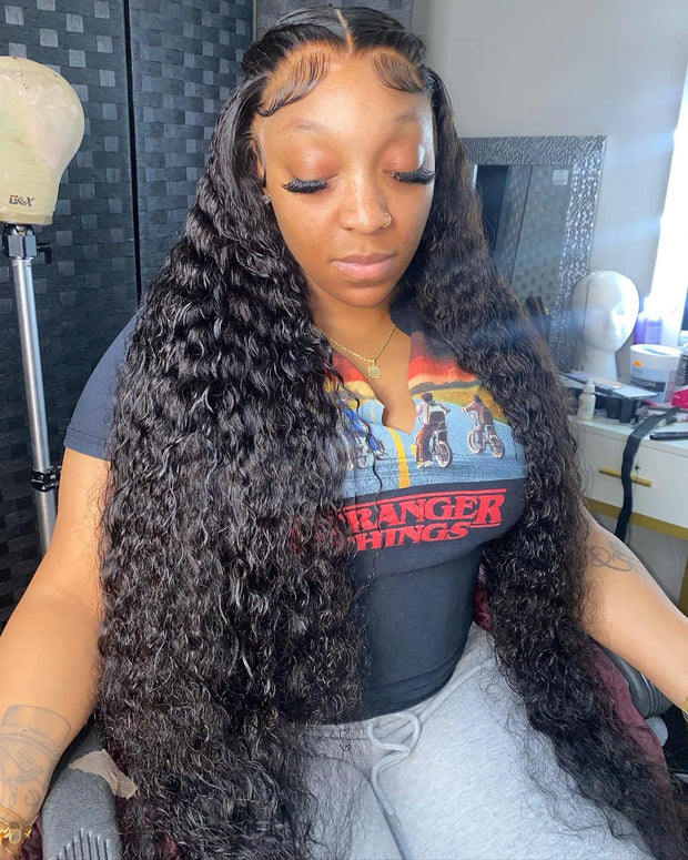 250 300 Density 13x6 HD Lace Frontal Wig Deep Wave Curly Human Hair Wigs For Women Water Wave 13x4 Lace Front Human Hair Wig 200