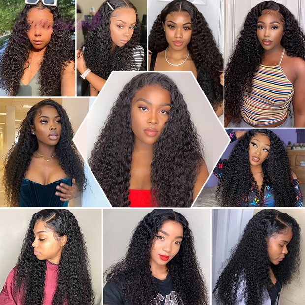 13x6 13x4 Kinky Curly Lace Front Human Hair Wigs Brazilian Deep Wave Frontal Wig For Women 100% Natural Human Hair Wigs On Sale