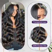 30 32 Inch Body Wave Transparent 13x6 Lace Frontal Human Hair Wigs Natural Color High Density 13x4 Lace Frontal Wig For Women