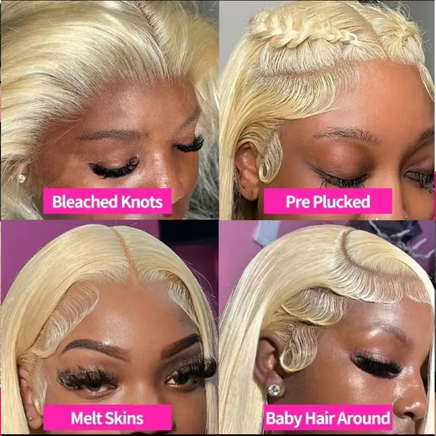 13x6 613 Blonde HD Lace Front Human Hair Wigs Brazilian Straight Human Hair Wigs For Women Transparent 13x6 Lace Frontal Wigs