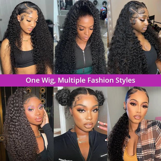 300% Density 40 46 Inch Deep Wave 13x6 HD Lace Front Human Hair Wig Loose Water Curly 13x4 Lace Frontal Wig Human Hair For Women