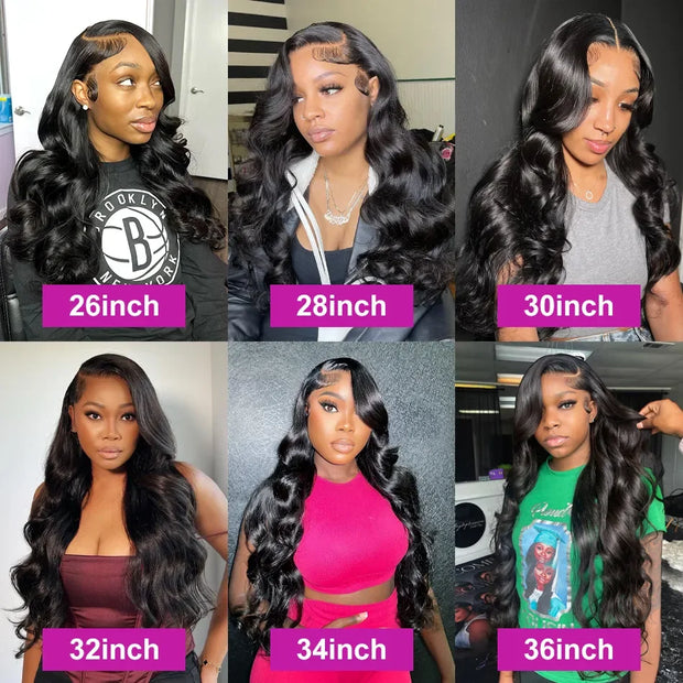 30 32 Inch Body Wave Transparent 13x6 Lace Frontal Human Hair Wigs Natural Color High Density 13x4 Lace Frontal Wig For Women