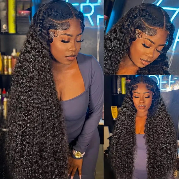 250 300 Density 13x6 HD Lace Frontal Wig Deep Wave Curly Human Hair Wigs For Women Water Wave 13x4 Lace Front Human Hair Wig 200