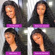 300% Density 40 46 Inch Deep Wave 13x6 HD Lace Front Human Hair Wig Loose Water Curly 13x4 Lace Frontal Wig Human Hair For Women