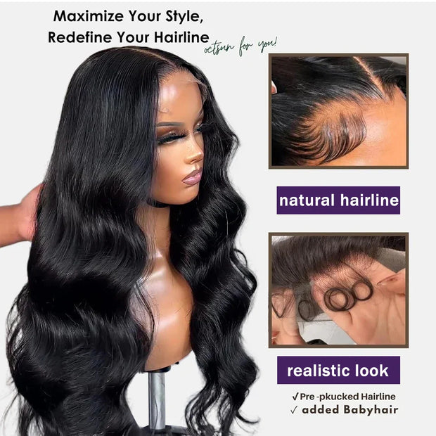 30 32 Inch Body Wave Transparent 13x6 Lace Frontal Human Hair Wigs Natural Color High Density 13x4 Lace Frontal Wig For Women