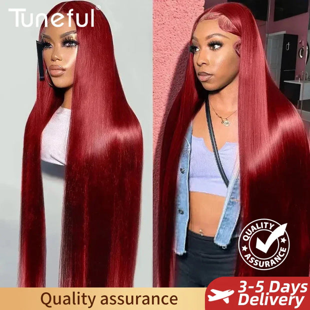 13x6 Lace 99j Red Burgundy Colored HD Lace Frontal Human Hair Wigs 13x6 Lace Front Human Hair Wigs Trendy Color Human Hair Wigs