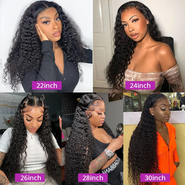 300% Density 40 46 Inch Deep Wave 13x6 HD Lace Front Human Hair Wig Loose Water Curly 13x4 Lace Frontal Wig Human Hair For Women