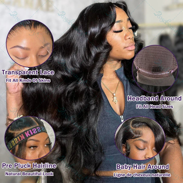 30 32 Inch Body Wave Transparent 13x6 Lace Frontal Human Hair Wigs Natural Color High Density 13x4 Lace Frontal Wig For Women