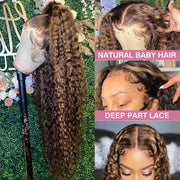 40 Inch Highlight Ombre Deep Wave Glueless Wig Human Hair Ready To Wear Brazilian Colored 13x4 Curly Lace Frontal Wigs For Women
