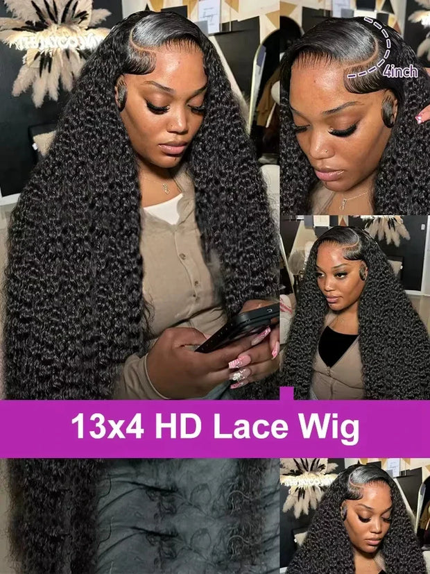 250% High Density 40 38 Inch Deep Wave 13x6 HD Lace Front Human Hair Wig Loose Water Wave Curly 13x4 Lace Frontal Wig Human Hair