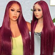 13x6 Lace 99j Red Burgundy Colored HD Lace Frontal Human Hair Wigs 13x6 Lace Front Human Hair Wigs Trendy Color Human Hair Wigs