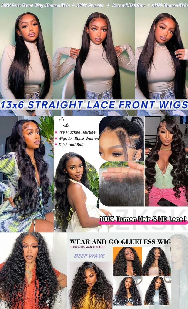 30 32 inch Transparent Deep Wave 13x6 Lace Front Human Hair Wigs 13x4 Lace Frontal Wig Human Hair Wigs 100% Human Hair Quality