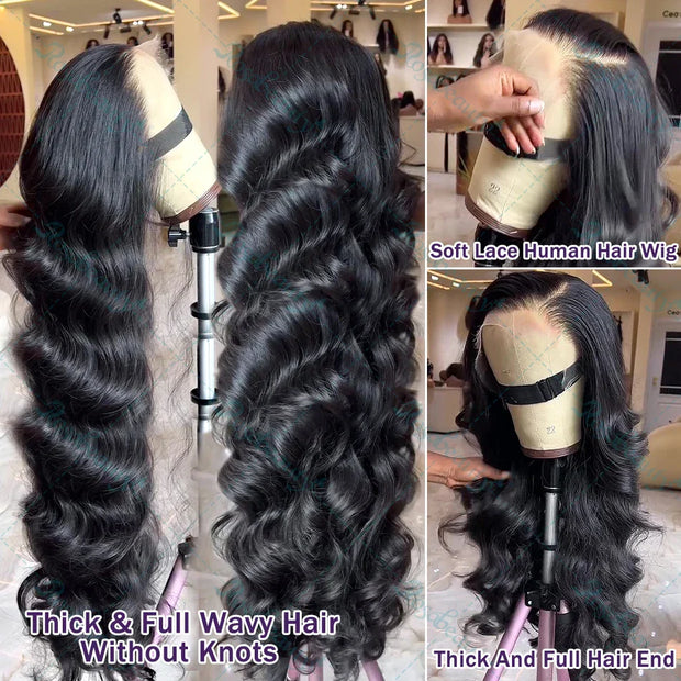 30 32 Inch Body Wave Transparent 13x6 Lace Frontal Human Hair Wigs Natural Color High Density 13x4 Lace Frontal Wig For Women